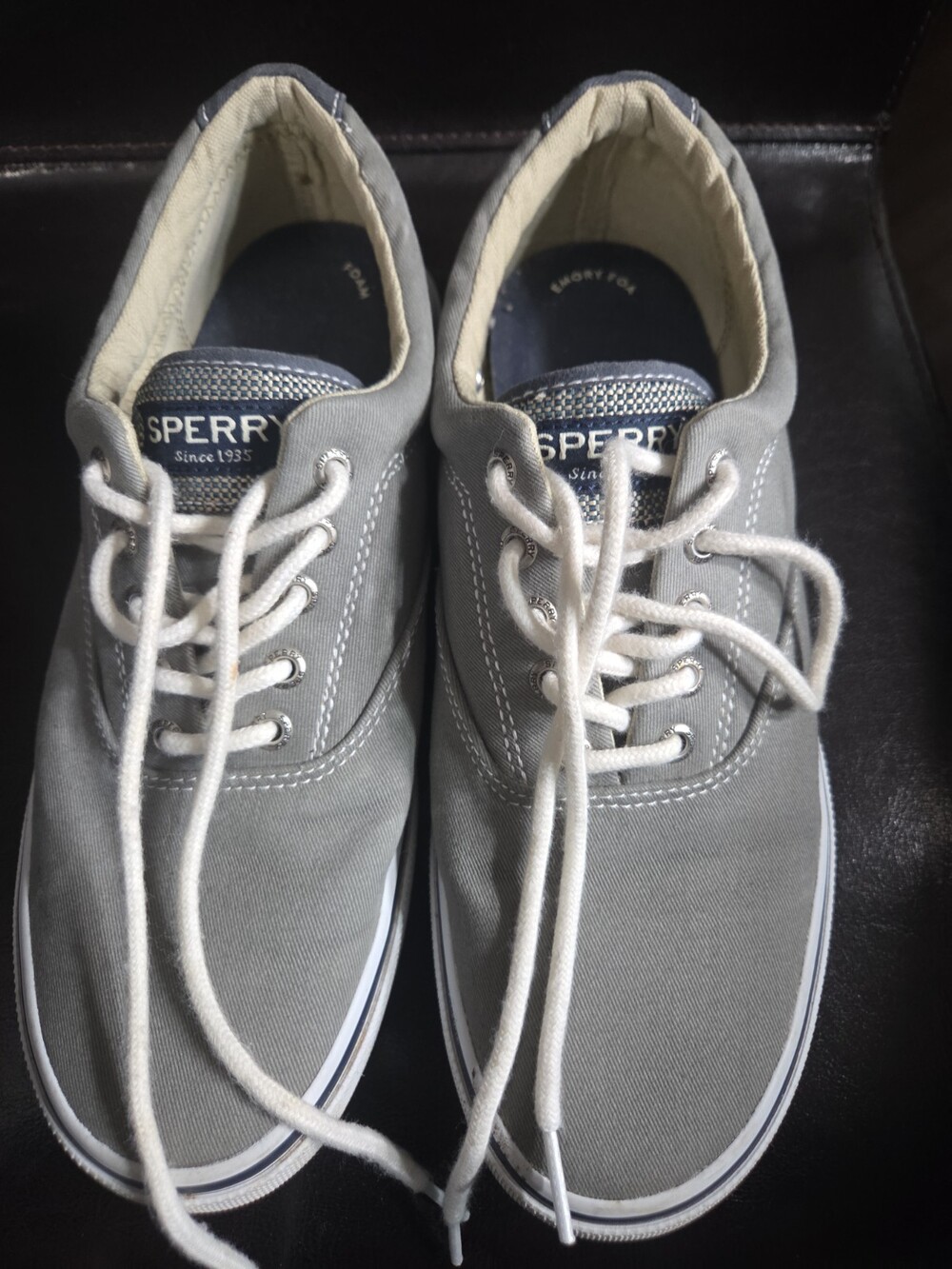 Sperry Boat Shoes Gray Canvas Lace Up Men'S 8.5 - Used